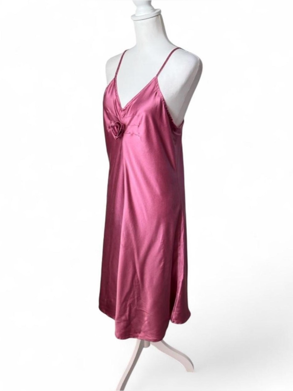 Rosey Pink Midi Silk Slip Dress